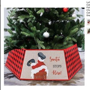 Lulu Home Christmas Tree Collar, Foldable Hexagon Buffalo Plaid